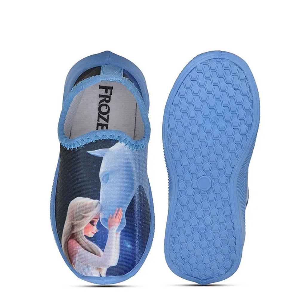 Toothless Disney Frozen Fearing Frozen Princess Printed Lycra Casual Shoes For Kids- Sky Blue