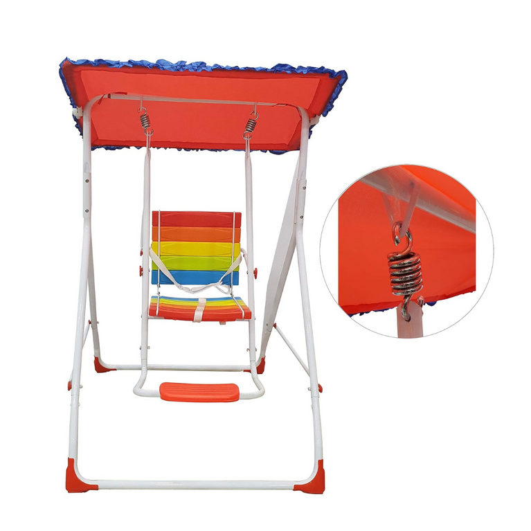 Sohum Children Rainbow Garden Comfy Swing with Canopy Roof for Kids Indoor Outdoor-Multicolour