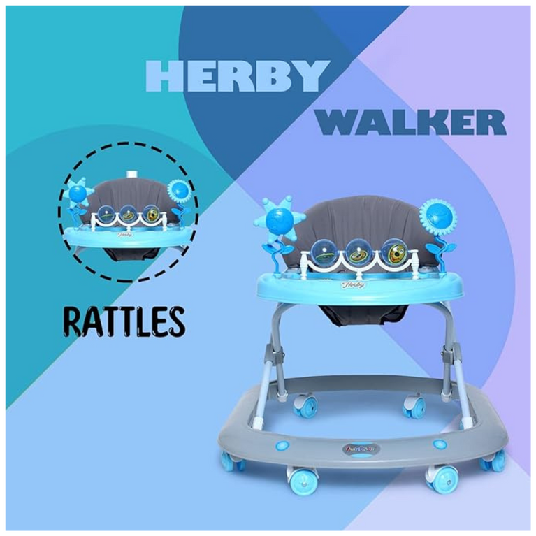 Funride Baby Walker Herby Foldable Activity Walker with Adjustable Height for Boys and Girls