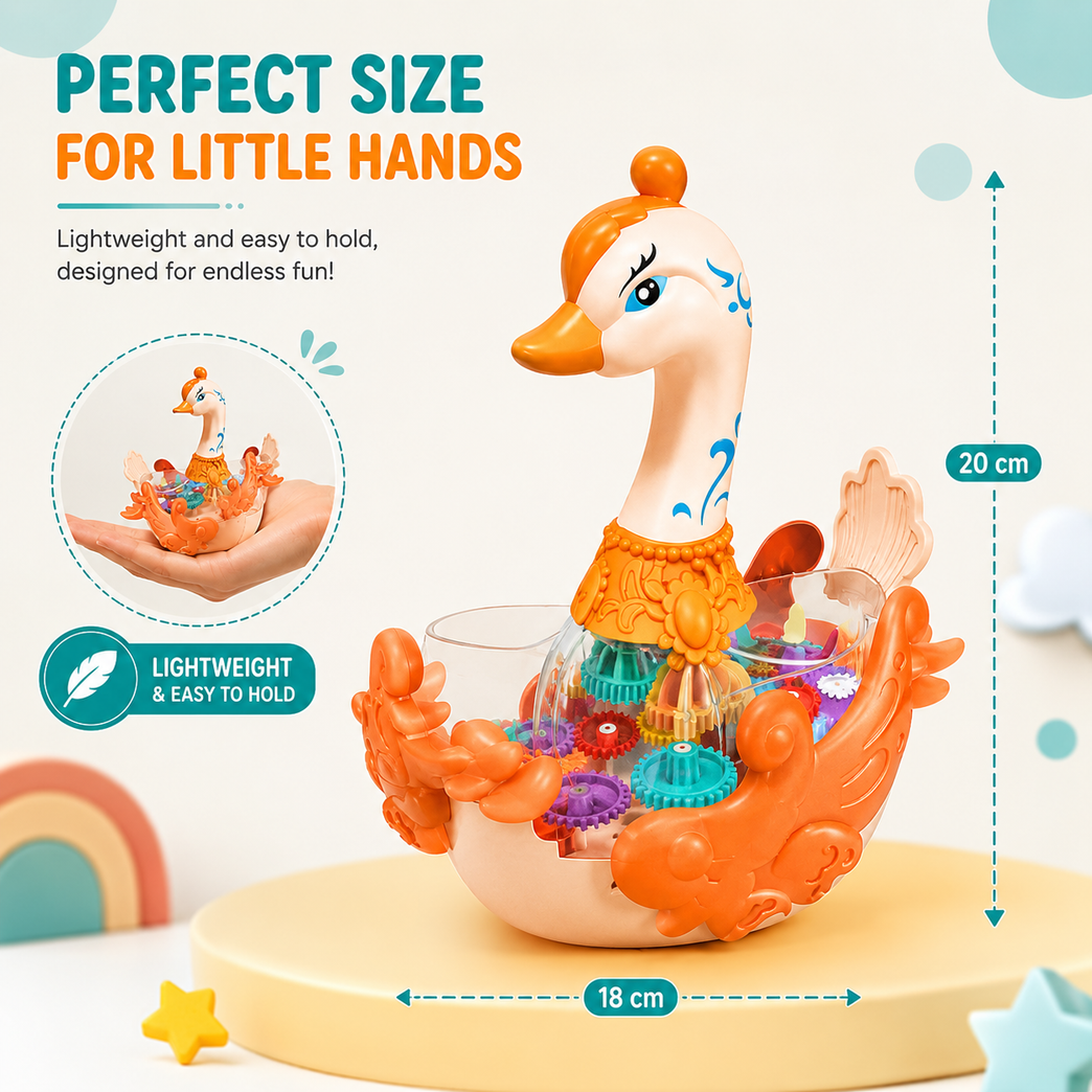 Gear Swan Musical Light & Gear Rotation Toy with Universal Wheel for Kids