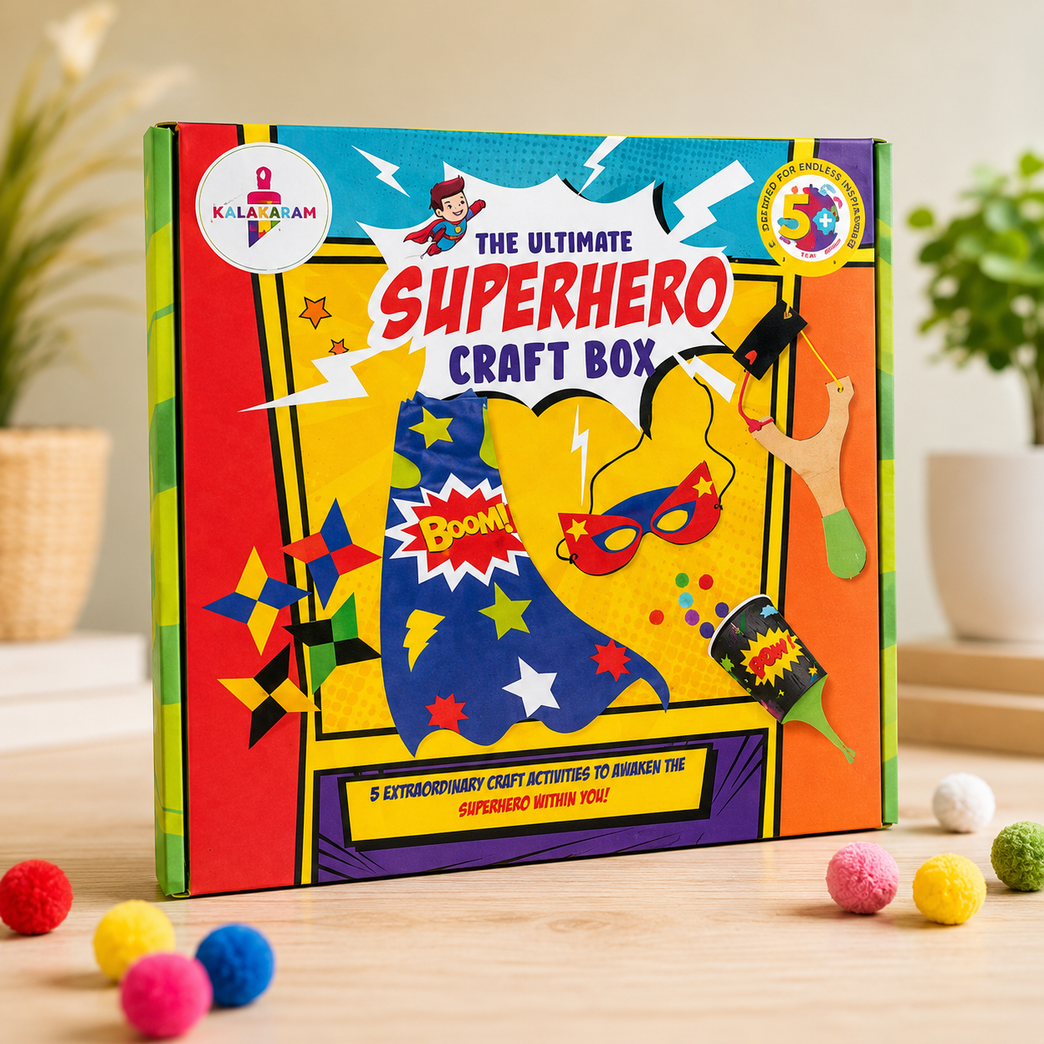 Kalakaram Superhero Craft Box for Boys, Kids Art and Craft Kit, Educational and Return Gift for Age 5 and More - Multicolor, Paper