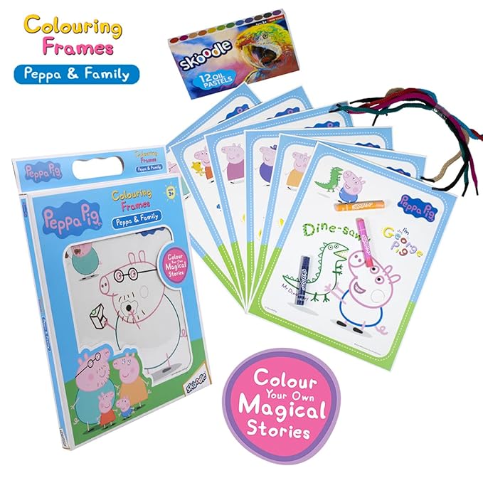 SKOODLE- Peppa Pig & Family Coloring Frames for Kids