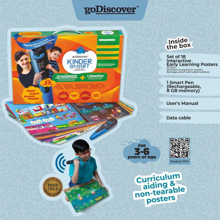 goDiscover- Kinder Smart Interactive Learning Series with Talking Pen(Set of 18) Activity & Learning Toys for Children