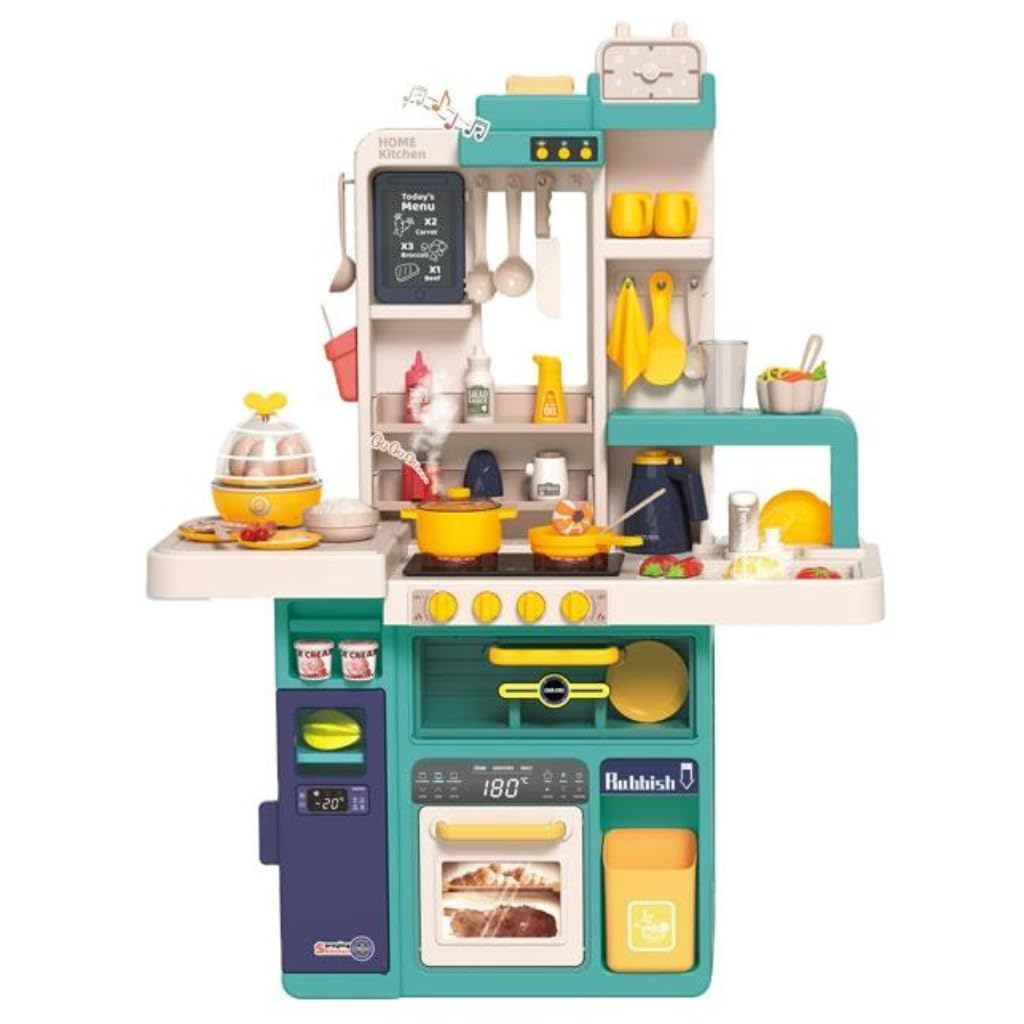 Kids Spray Kitchen Set 77 PCS with Light Sound Water Spray Cooking Play Toy