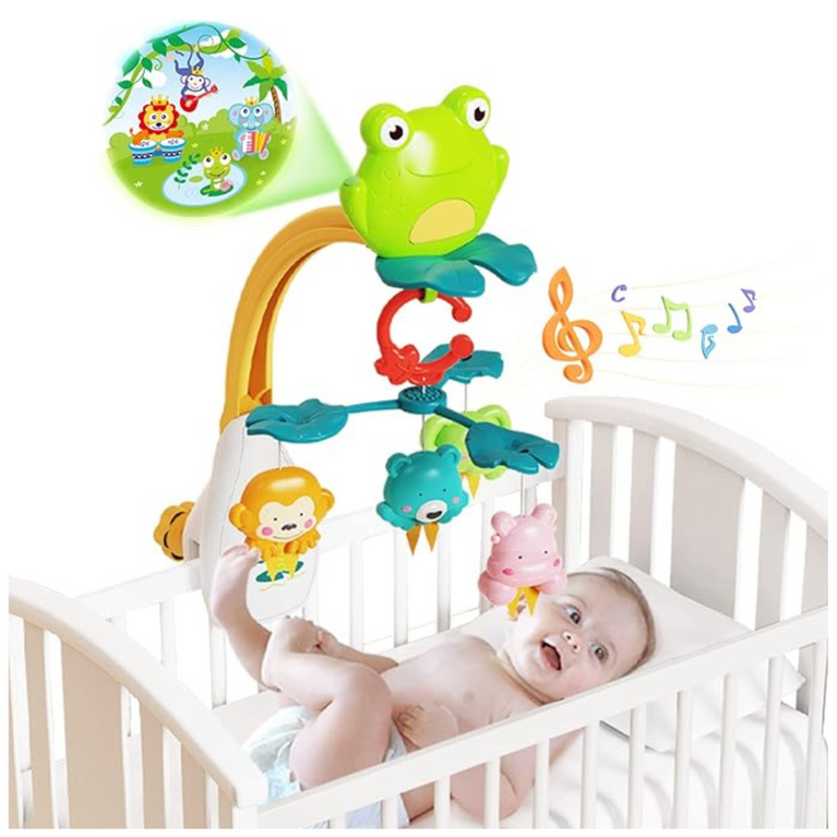 Baby Crib Mobile with Music and Lights, Mobile for Crib with Cartoon Projection, Rotation, Baby Crib Toys for Boys Girls