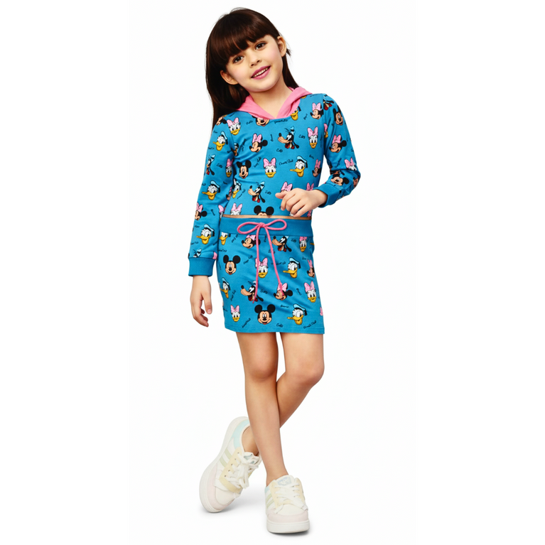 NINOS Girls Mickey & Minnie Print Hoodie and Skirt Set – Winter Co-ord Outfit