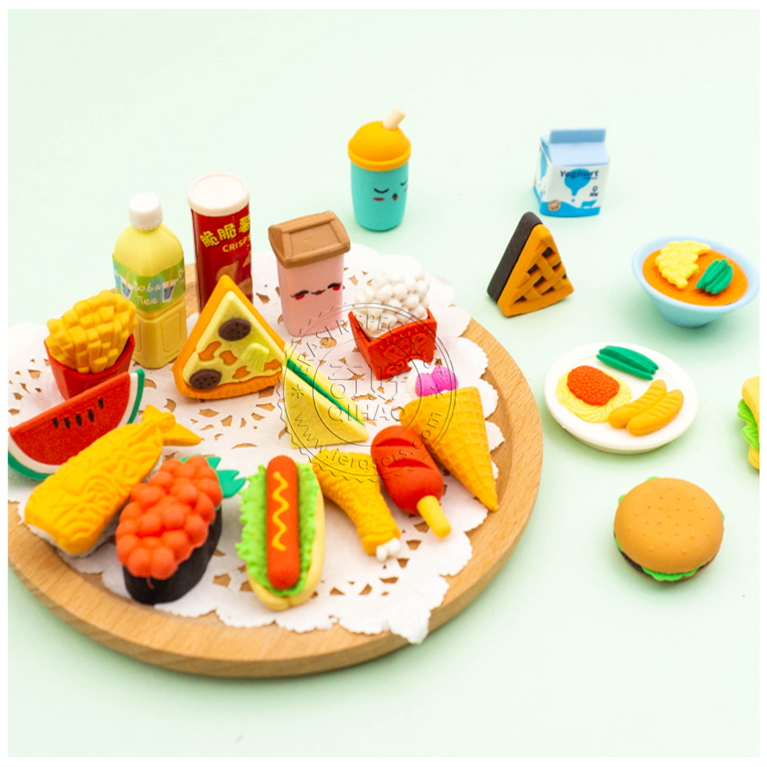 Fast Food & Ice Cream Shaped Erasers Pack of 21 - Multicolour