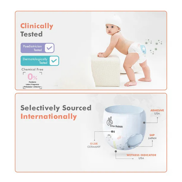 R for Rabbit-New Born Premium Feather Diaper for Baby ( Pant Style ) 48 Pack