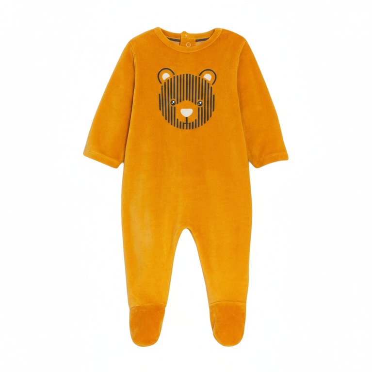 Velour Knit Full Sleeves Winter Wear Footed Sleep Suit