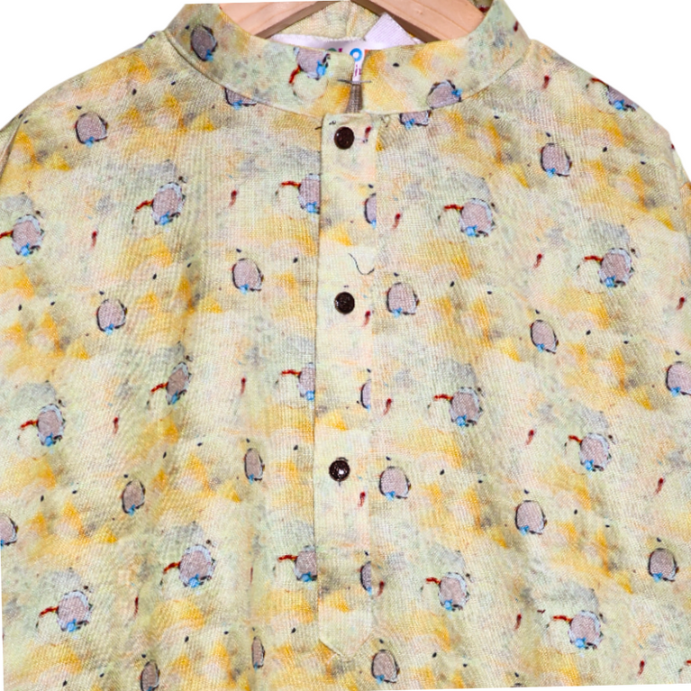 Colors Junior- Mandarin Collar Floral Printed Full Sleeves Regular Kurta Pajama Set