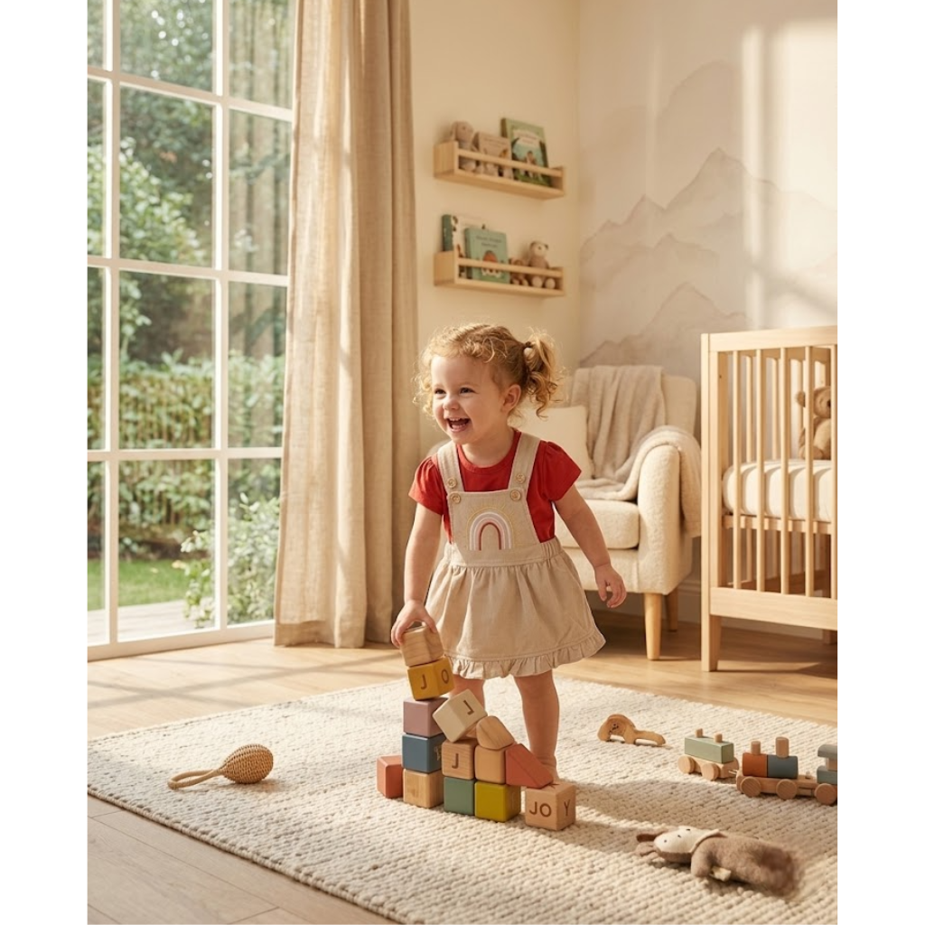 Kids Summer Top Skirt Set with Rainbow Print Dungaree Dress