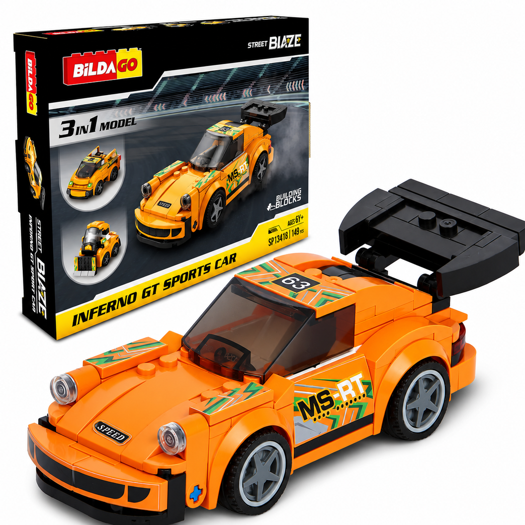 Bildago 3 in 1 Street Blaze Inferno Gt Sports Car 149 Pieces - SP13418