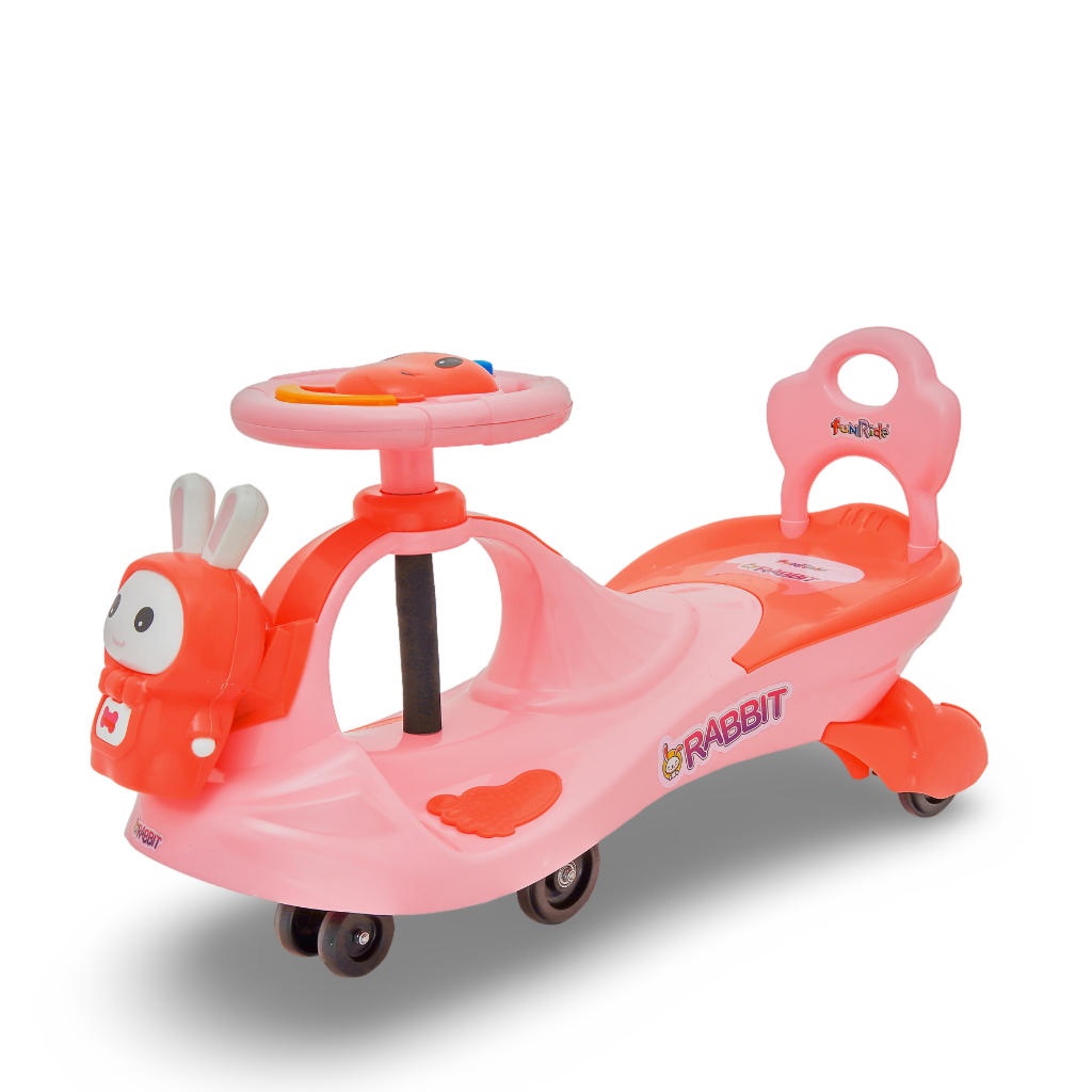 Funride Bunny Swing Car Rider with Steering Music and Lights for Boys and Girls