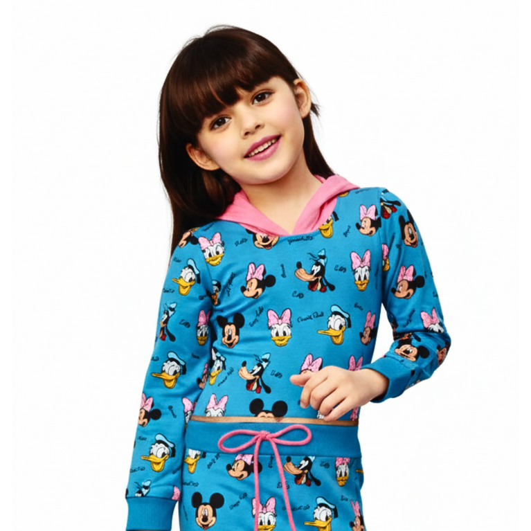NINOS Girls Mickey & Minnie Print Hoodie and Skirt Set – Winter Co-ord Outfit