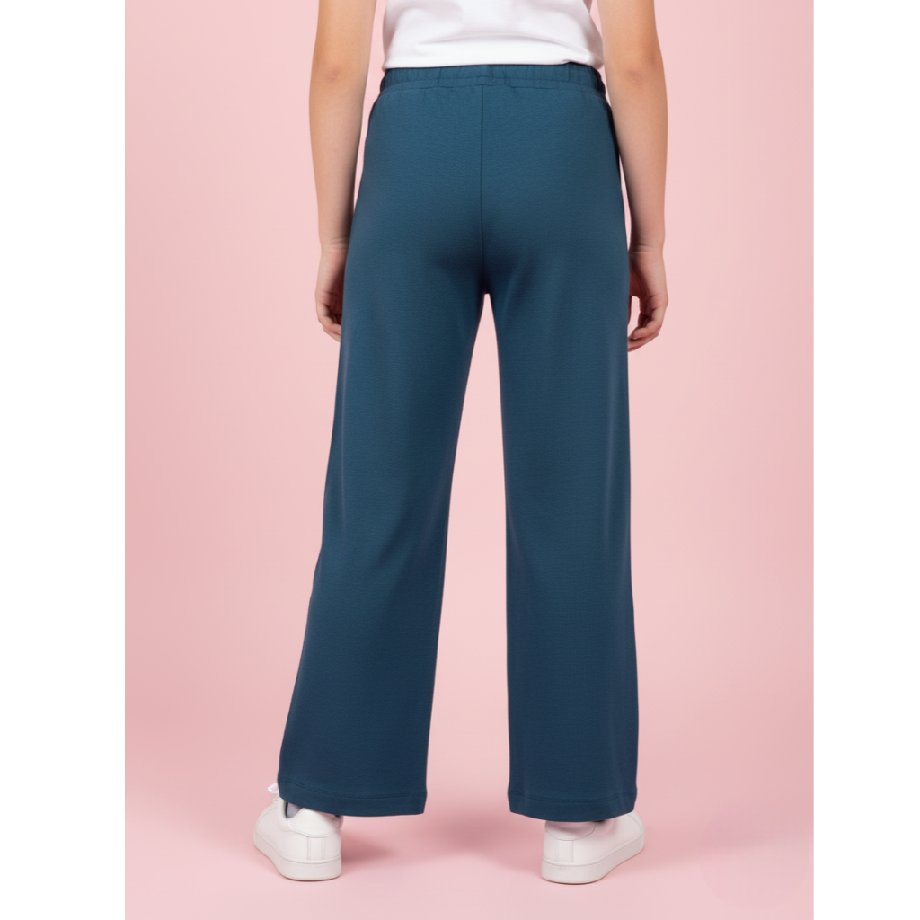 Louriya-Girls’ Smart-Casual Full-Length Trousers – Elastic Waistband & Charm