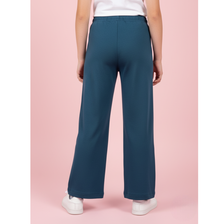Louriya-Girls’ Smart-Casual Full-Length Trousers – Elastic Waistband & Charm