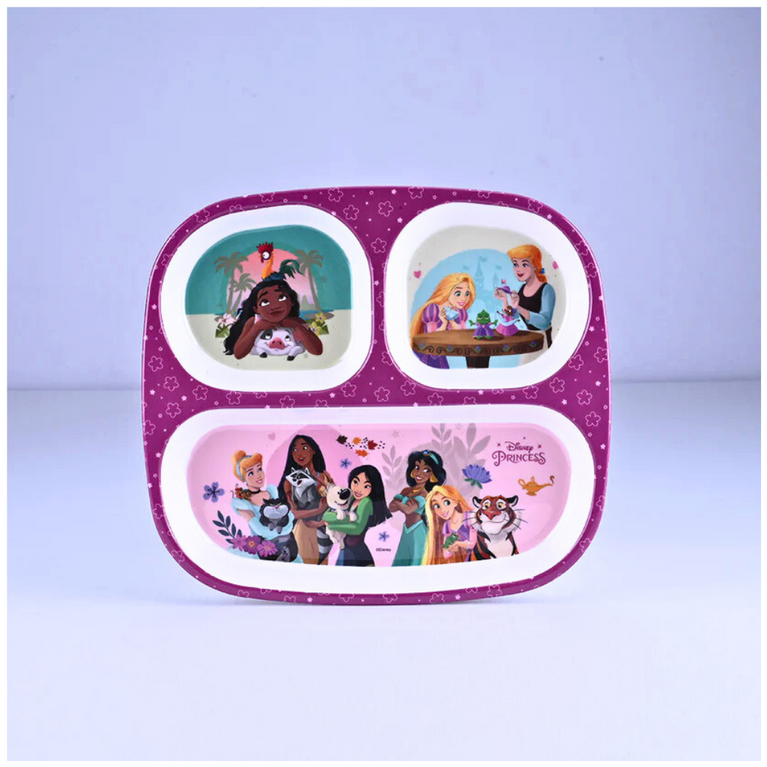 Servewell Princess Theme 3 Section Plate with Fork & Spoon Mug & Bowl- Multicolor