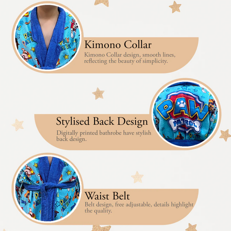 SASSON Paw Patrol Printed Cotton Bathrobe for Kids