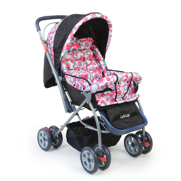 LuvLap- Starshine Baby Stroller / Pram for 0 to 3 Years, New Born / Toddler / Kid,Reversible Handlebar (Light Red)