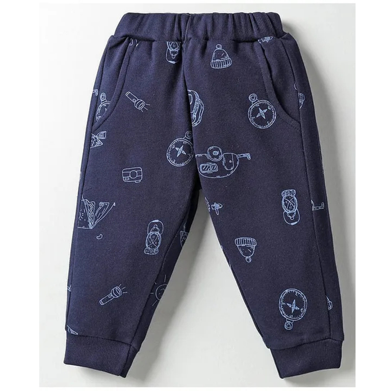 Zero Looper Knit Full Sleeves Co-ords T-Shirt & Lounge Pant Set with Explorer Print