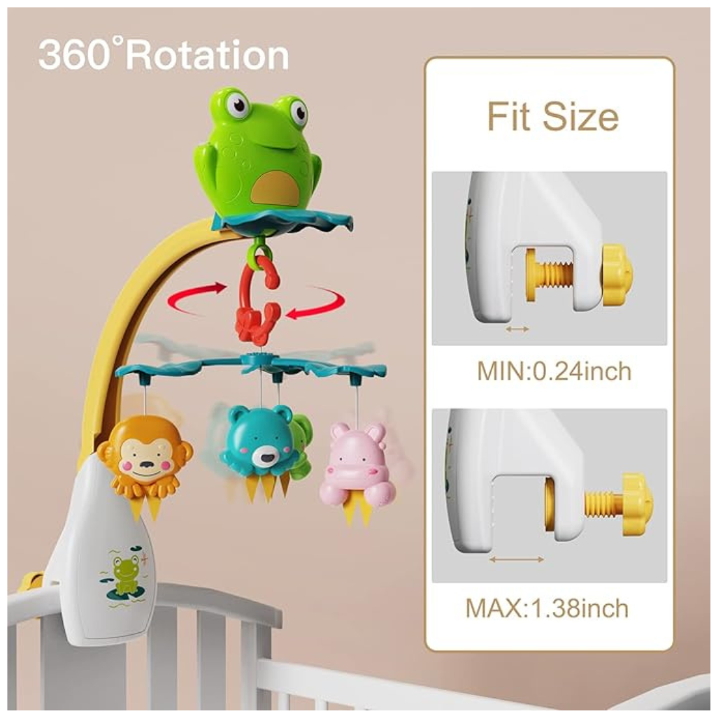 Baby Crib Mobile with Music and Lights, Mobile for Crib with Cartoon Projection, Rotation, Baby Crib Toys for Boys Girls