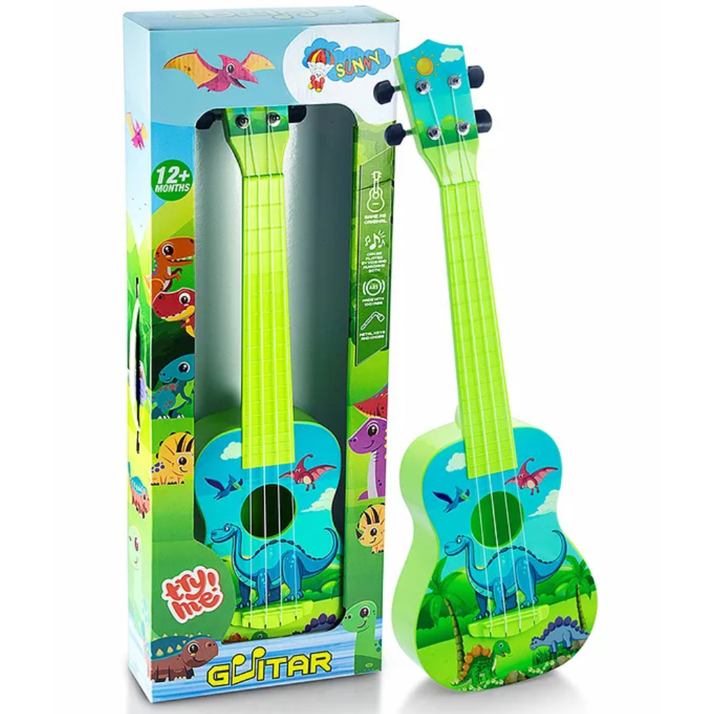 Sunny Dino Print Musical Guitar with 4 Strings
