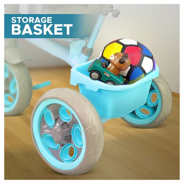 Dash Discover Kids Tricycle with Storage Basket Music Light Safety Belt Adjustable Height