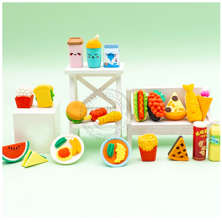 Fast Food & Ice Cream Shaped Erasers Pack of 21 - Multicolour