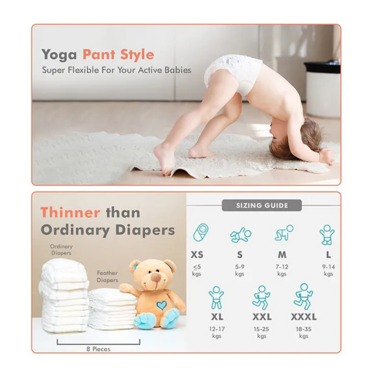 R for Rabbit-New Born Premium Feather Diaper for Baby ( Pant Style ) 24 Pack
