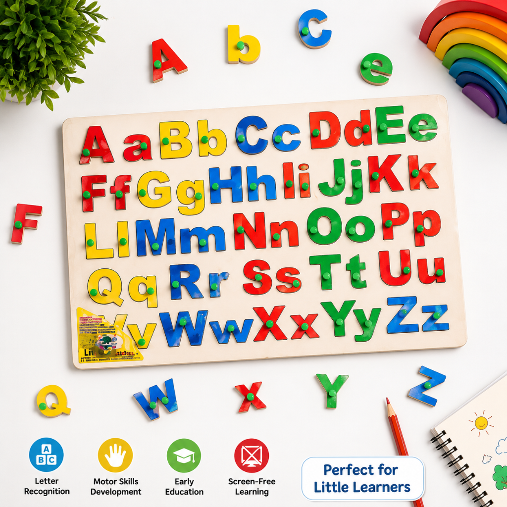 Wooden Alphabet Puzzle Board for Kids | ABC Learning & Letter Recognition Educational Toy
