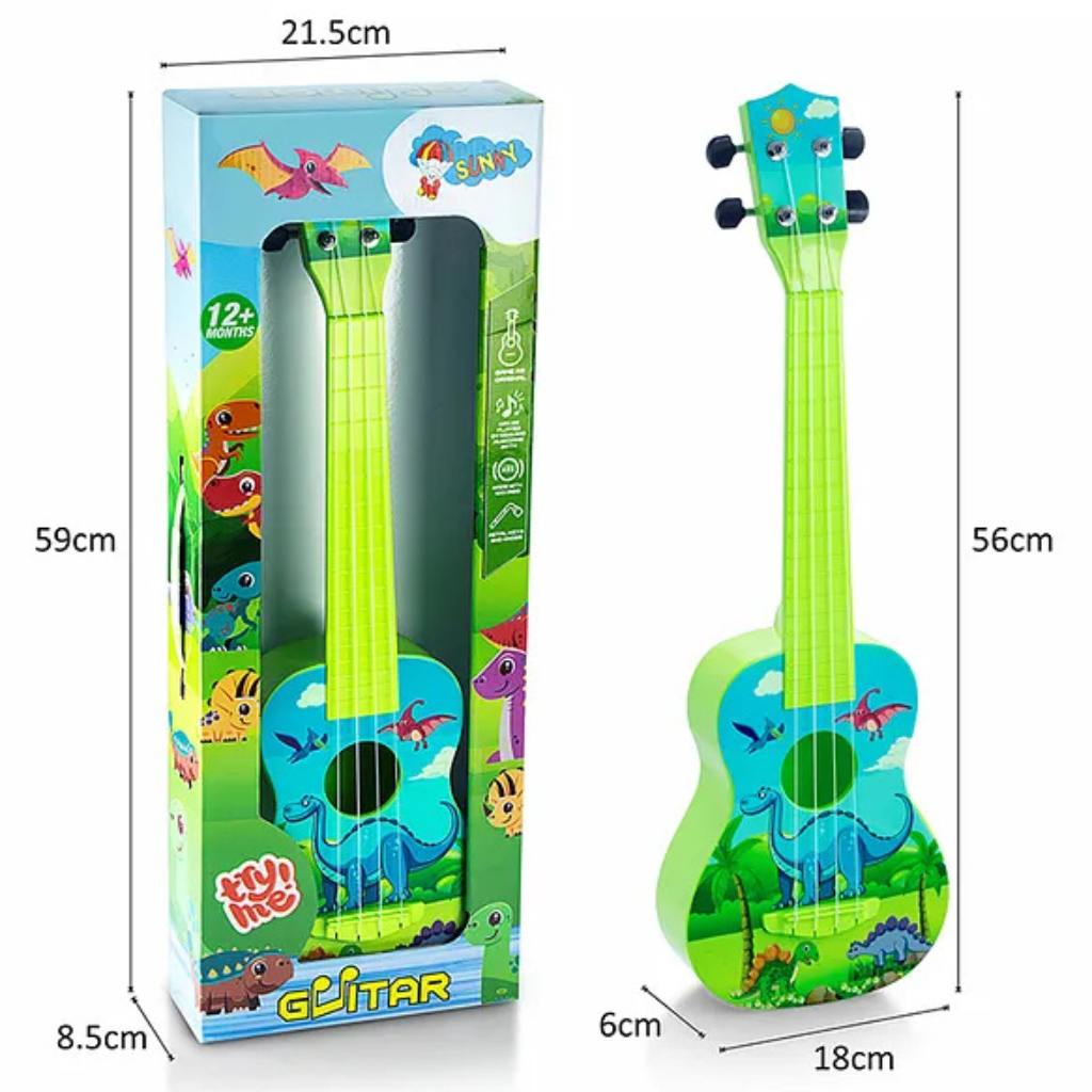 Sunny Dino Print Musical Guitar with 4 Strings