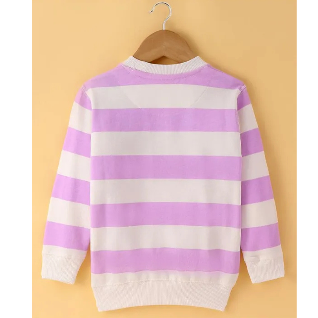 Doreme - Terry Knit Full Sleeves Sweatshirt with Stripes & Text Print