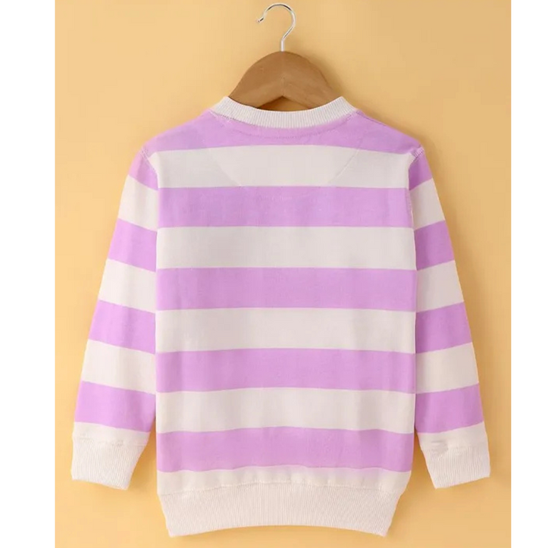 Doreme - Terry Knit Full Sleeves Sweatshirt with Stripes & Text Print