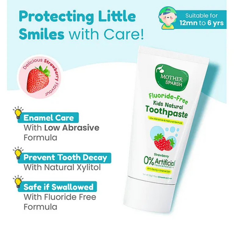 Mother Sparsh Baby Mother Sparsh Kids Natural Toothpaste with Free Toothbrush- Blueberry 50g