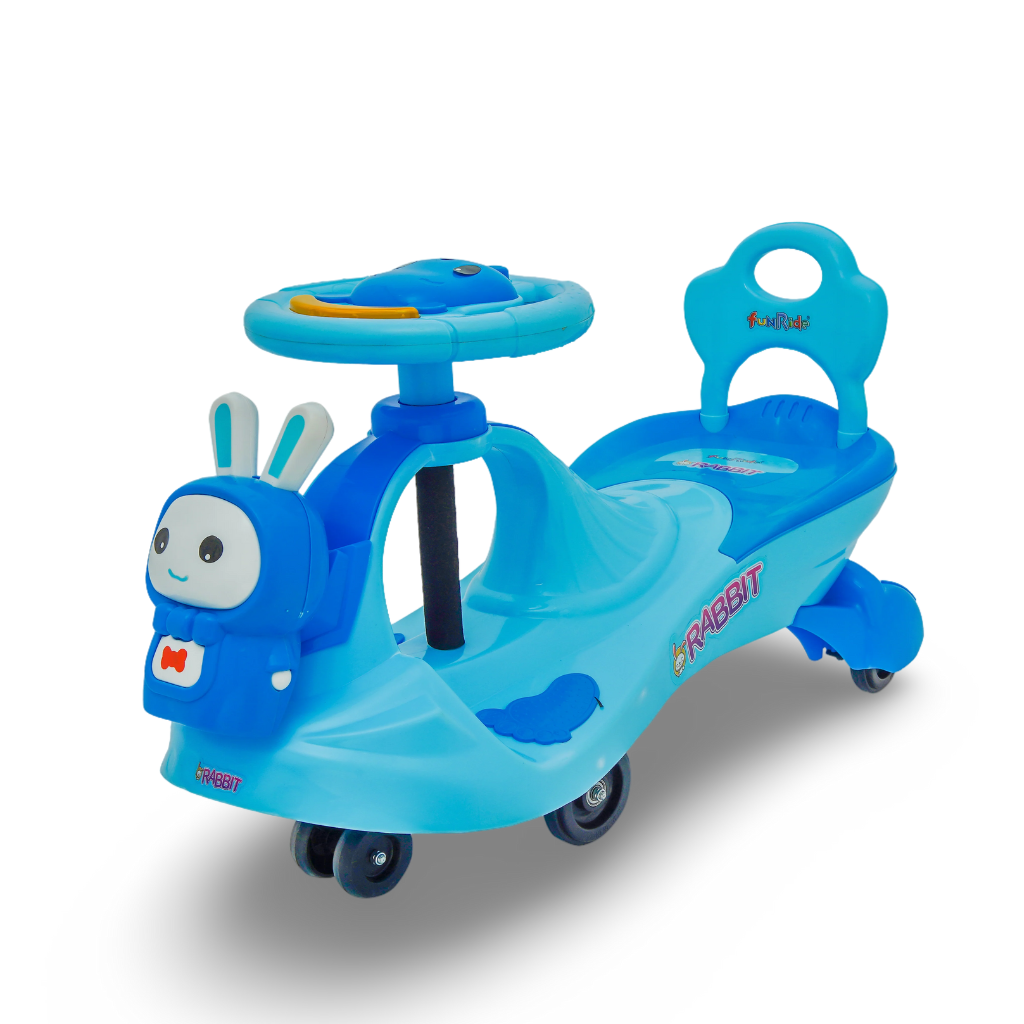 Funride Bunny Swing Car Rider with Steering Music and Lights for Boys and Girls