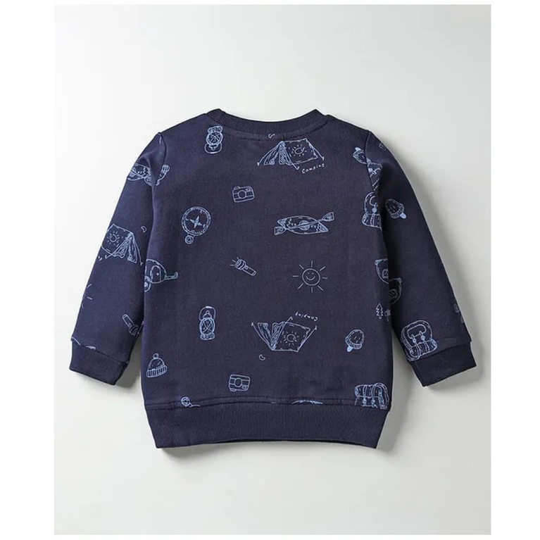 Zero Looper Knit Full Sleeves Co-ords T-Shirt & Lounge Pant Set with Explorer Print