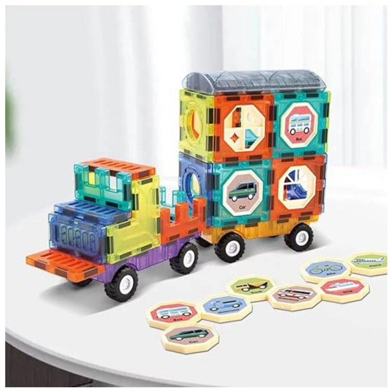 71-Piece 3D Building Blocks Magnetic Tiles ,Unlock Creativity With Master Builders Set-Multicolor
