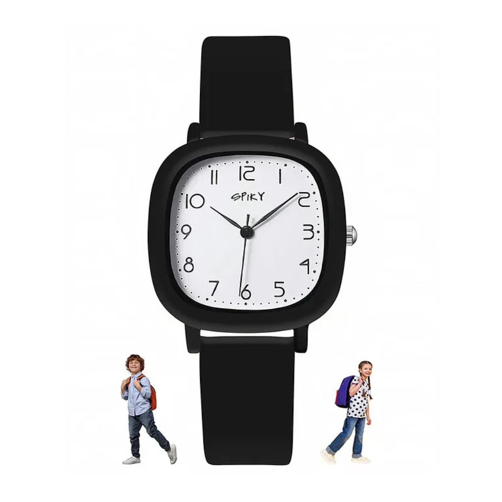 SPIKY Premium Square Casual Analogue Wrist Watches for Boys & Girls - Black
