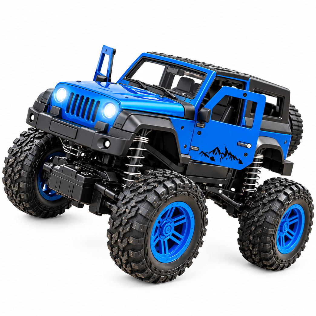 RC Off-Road Jeep with LED Lights, Shock Absorbers and USB Charging