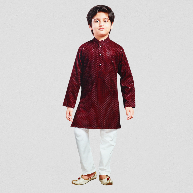 Aagam Full Sleeves Kurta Payjama Set with Sequined & Embroidery Detailing