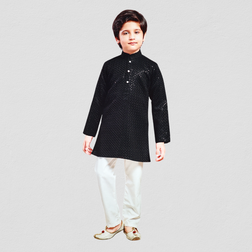 Aagam Full Sleeves Kurta Payjama Set with Sequined & Embroidery Detailing