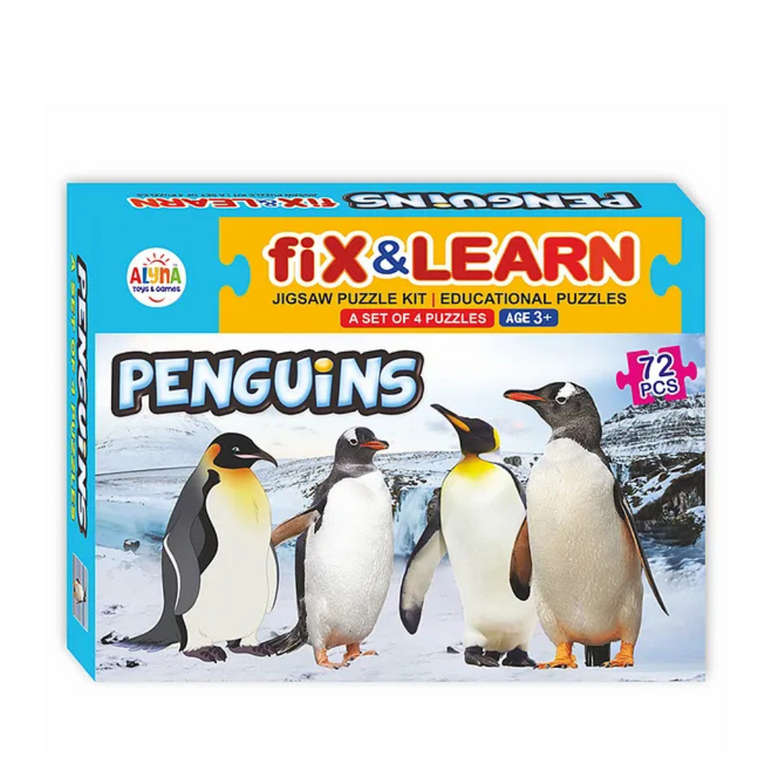 Alyna-Fix N Learn Penguins Jigsaw Puzzle Multicolor Set of 4 - 72 Pieces