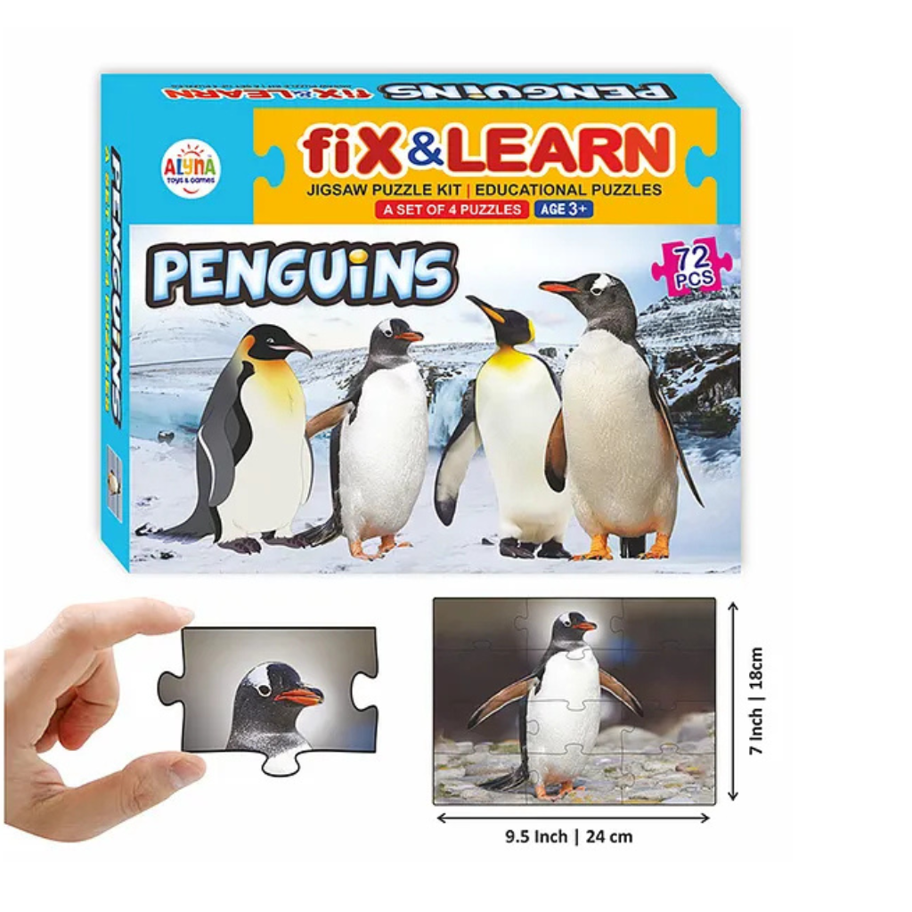 Alyna-Fix N Learn Penguins Jigsaw Puzzle Multicolor Set of 4 - 72 Pieces