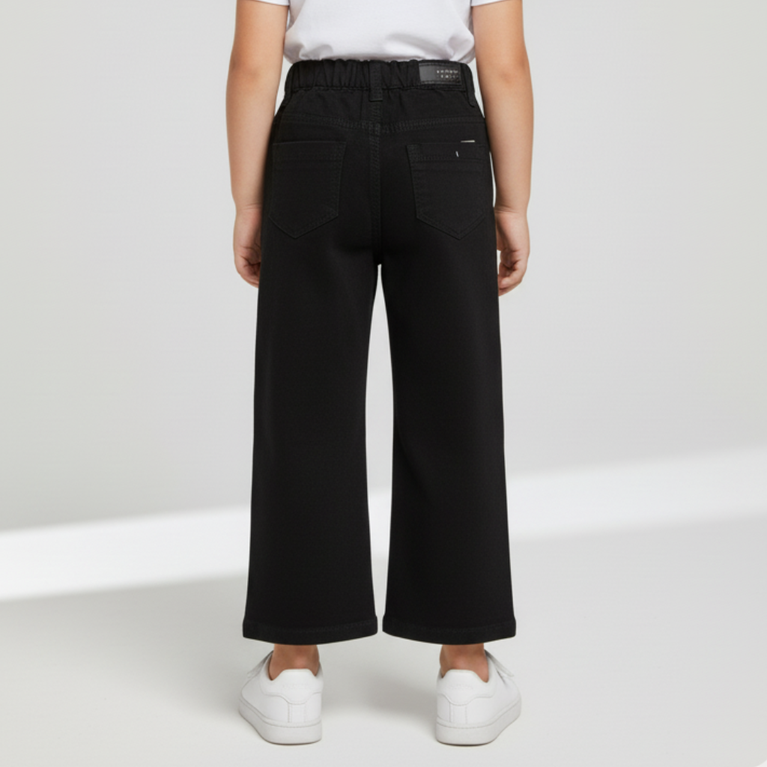 London Street-Girls Comfortable Casual Solid Black Denim Jeans