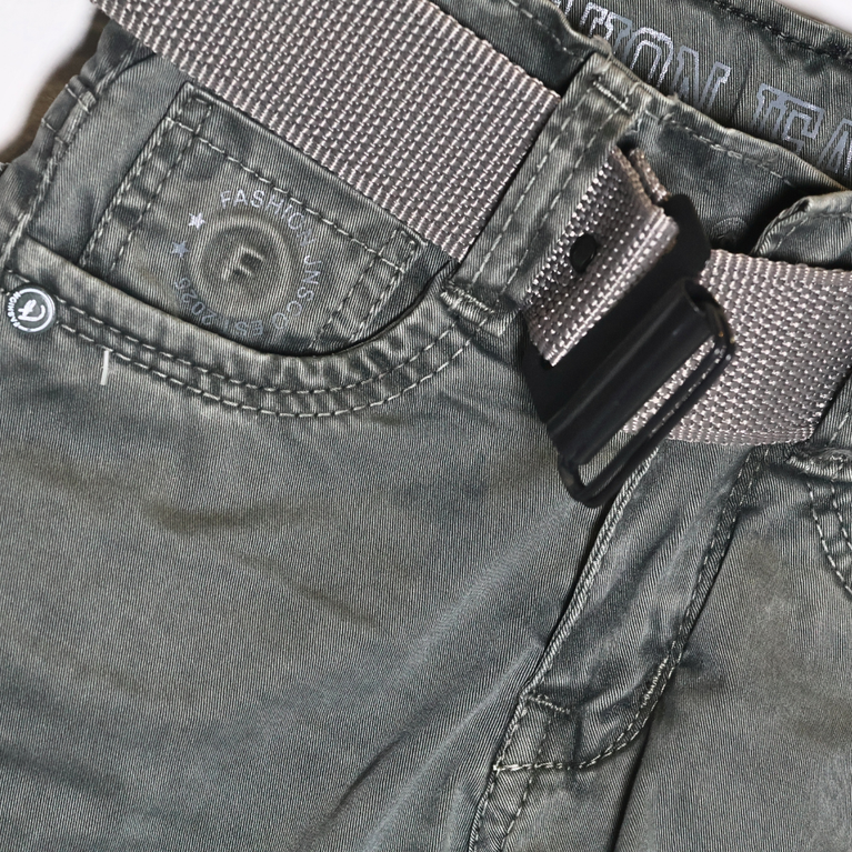 Boys Full Length Solid Color Denim Jeans with Belt