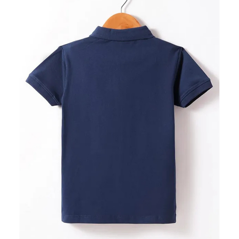 OLLYPOP Sinker Knit Half Sleeves Solid Color Polo T-Shirt