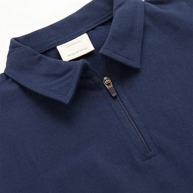 OLLYPOP Sinker Knit Half Sleeves Solid Color Polo T-Shirt