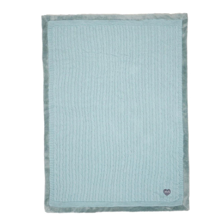 PLUCHI-BABY BLANKET Baby Blue Cotton Knitted Blanket With Faux Fur Back For Babies