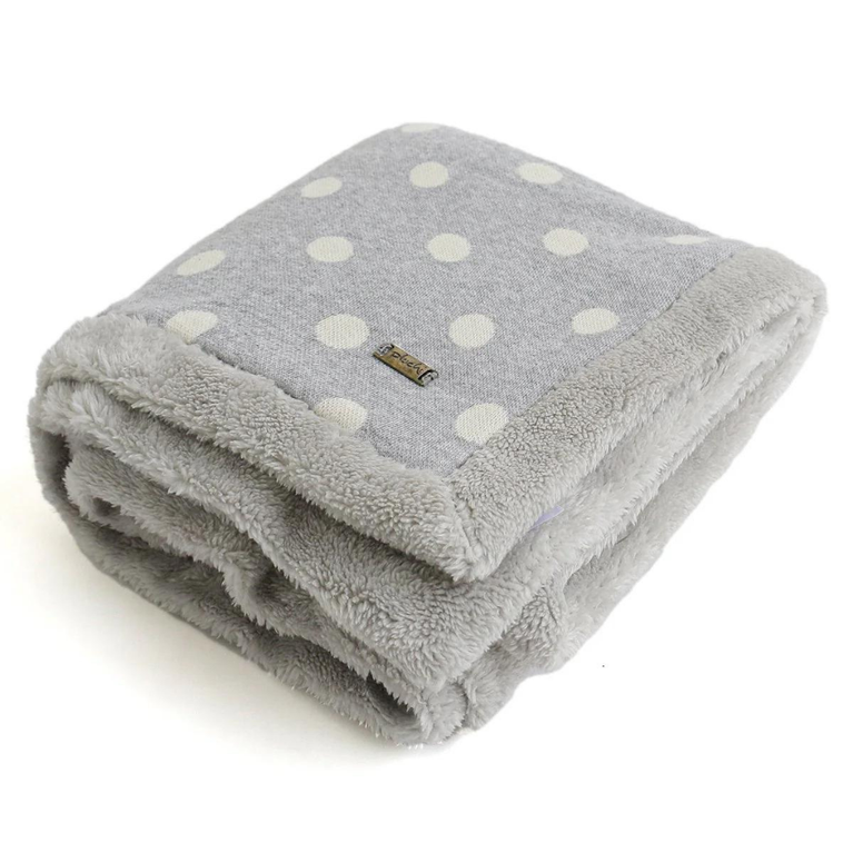 PLUCHI-BABY BLANKET DOTS PRINT Cotton Knitted Blanket with Faux Fur Back for Babies