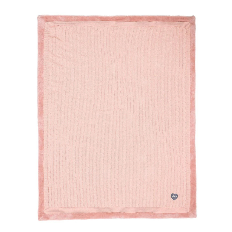 PLUCHI-BABY BLANKET Baby Pink Cotton Knitted Blanket With Faux Fur Back For Babies